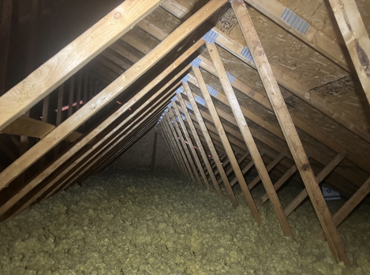 Freshly completed attic insulation