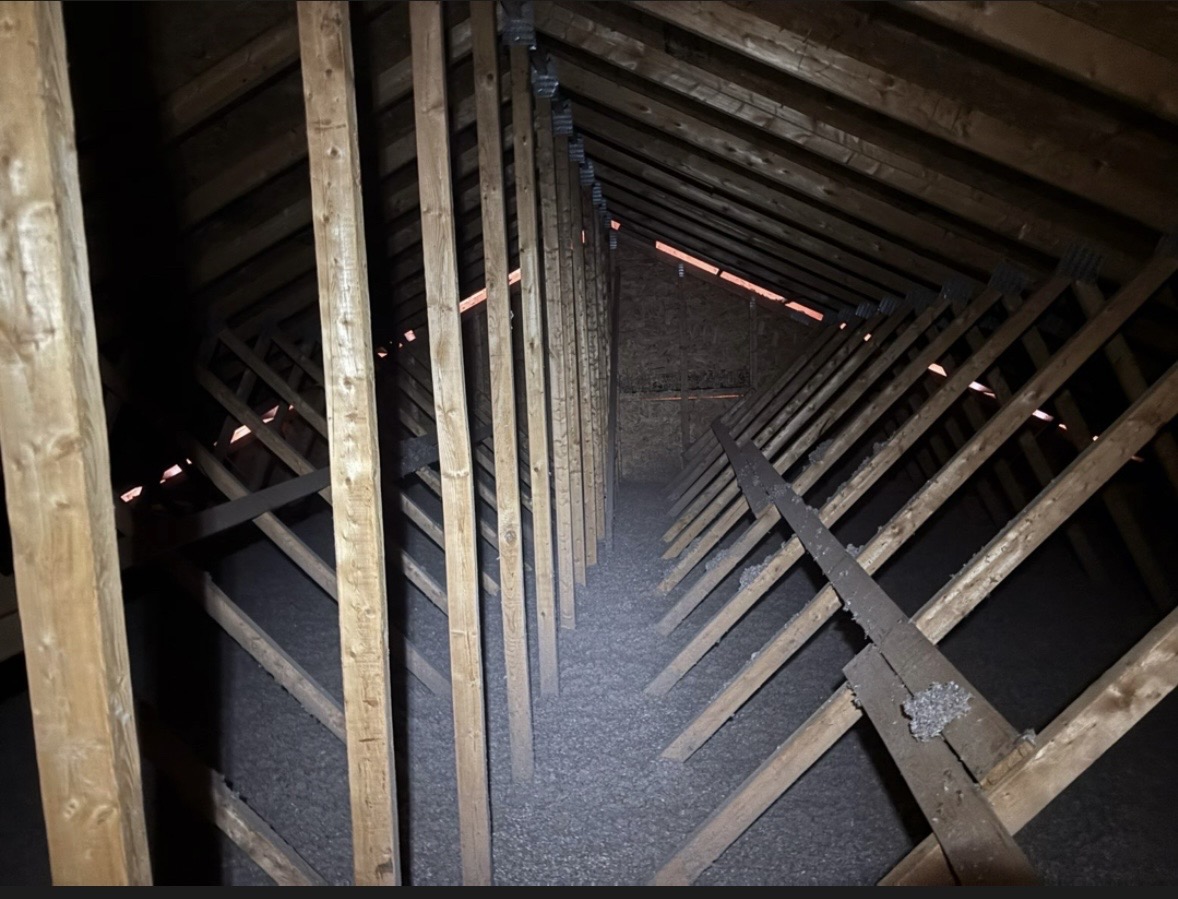 Attic with fresh insulation